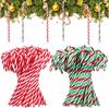 20Pcs Xmas Candy Canes Pendant Acrylic Xmas Tree Twisted Crutch Hanging Ornament Happy New Year Christmas Party Home Decoration