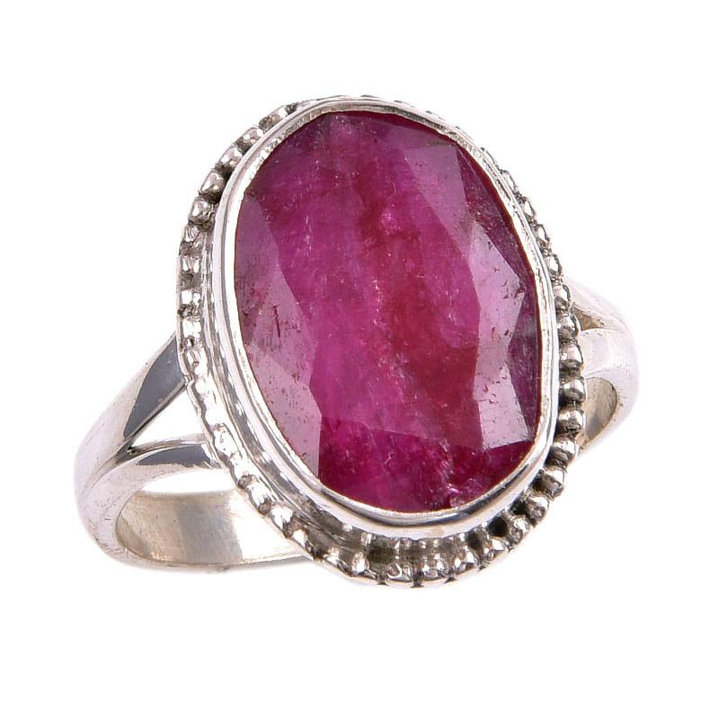 Rubis rouge(Simulé) Pierre Gemme Fait Main Argent Sterling 925 Bague Cadeau S.7.5 i9t91