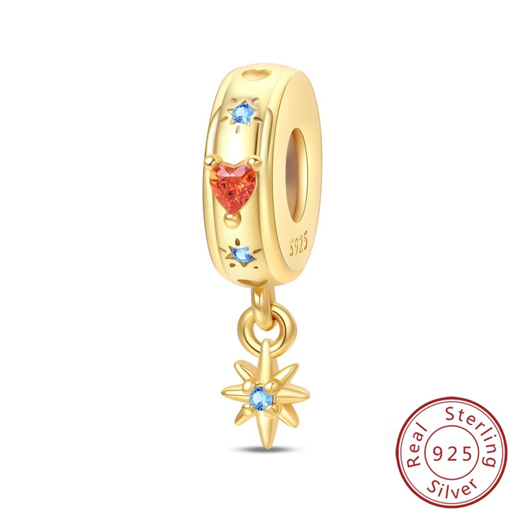 925 Silver Paw Prints Flowers Stars Moon Butterfly Safety Buckle Spacer Beads Fit Bracelets Necklace DIY Jewelry Gifts