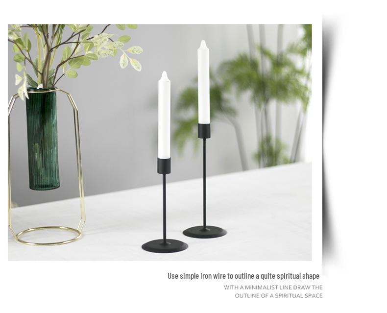 Simple Modern Wrought Iron Tabletop Candlestick for Romantic Dinner Decor