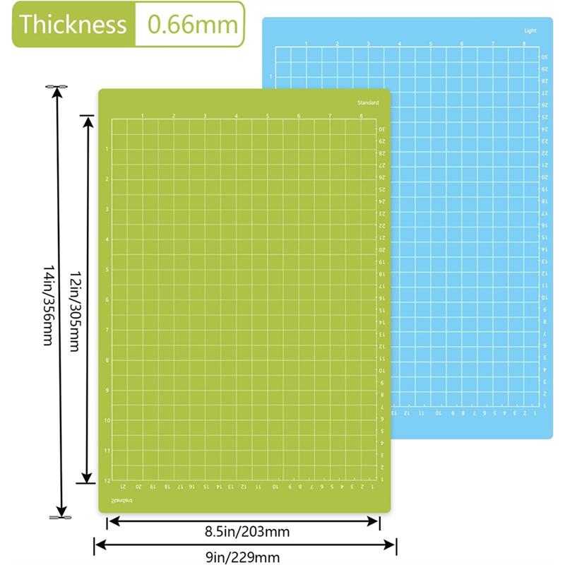 Reusable Sticky Grip Cutting Mat 6-Pack 8.5X12 In Light& Standard Thickness For Crafts, Quiltting- Cricket Cut Mat Compatible