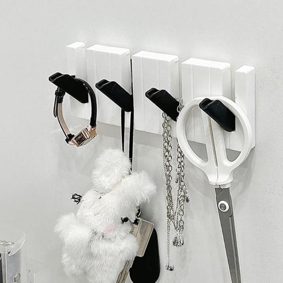 Piano Keys Wall Hooks Wall Mounted Organzier with 4 Hooks Adhesive Piano Design Entryway Hooks for Keys Hats Umbrellas Clothes Bathroom Kitchen