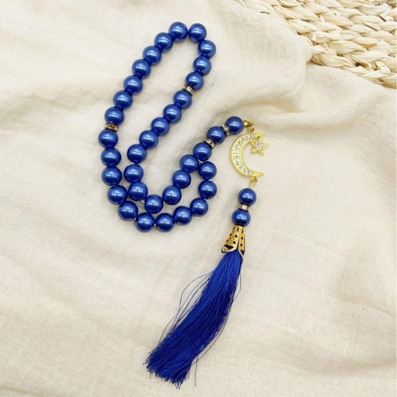 Stilvoller Glas-Tasbih 33 Perlen Islamische Gebetsperlen Muslimisches Armband mit Quasten Unisex Spirituelles Meditationszubehör