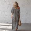 2026 European and American independent station women's fashion spring elegant striped off-the-shoulder dress blue