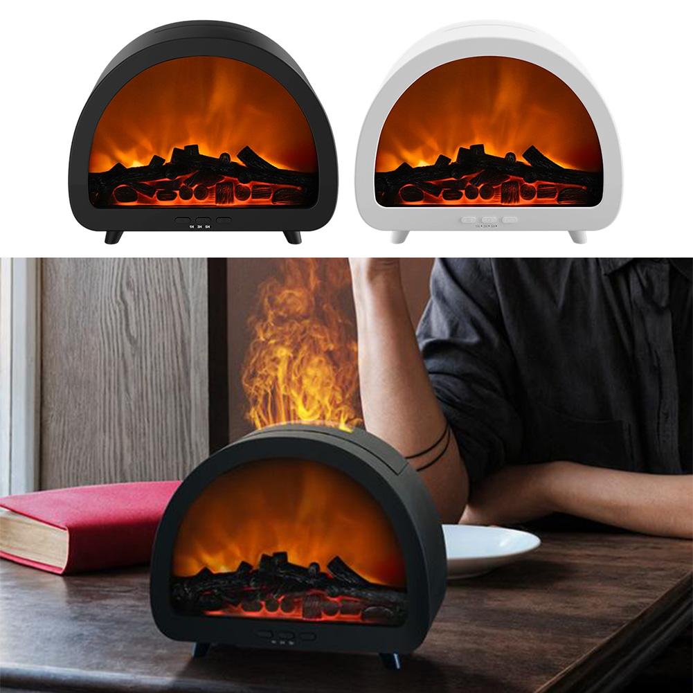 3D Aroma Diffuser with Fireplace Flame Effect RGB Ambient Lighting Remote Control and Long Runtime for Relaxation Spaces