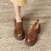 Women's Thick Heel Loafers 2025 Spring Autumn New Chunky Heel Leather Casual Loafers Hot Sale Fashion Round Toe Shoes