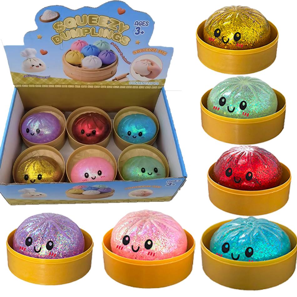 Topmix Yellow New Simulation Dumpling Squeezable Toys Squishy Colorful Glitter Anti Stress Stress-Relieving Toy