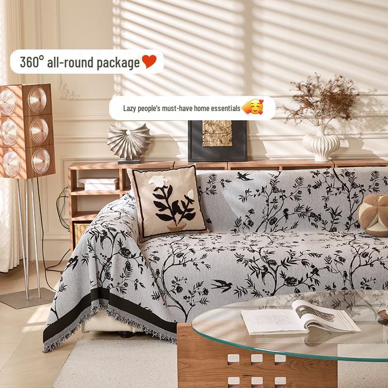 

Французский Ретро Чехол на диван из шенилла - Универсальная защита от царапин кошек для четырех сезонов 180x230cm for 2-seater серый