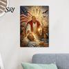 Detailed Canvas Poster President Jesus Wall Art Vintage Style Quirky Bathroom Decor Decorative Painting for Living Room Bedroom Corridor Long Lasting