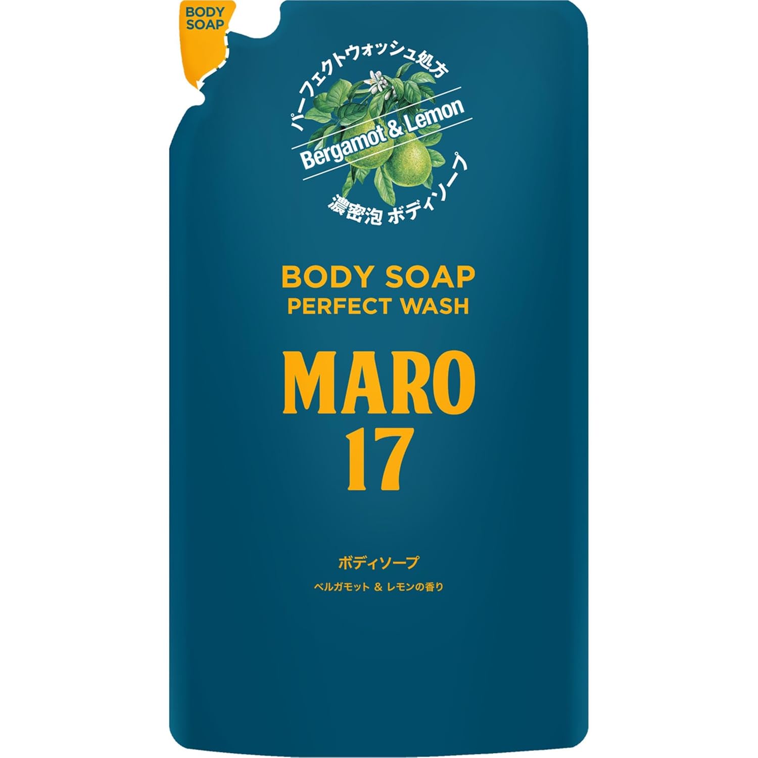 MARO17 Perfect Body Soap Men Rich Foam Bergamot Lemon Scent Refill 400ml MARO