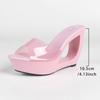 Women's Black Peep Toe Mule Sandals, Patent Leather High Heel Slip On Slippers, Platform Waterproof Backless Dress Party Shoes