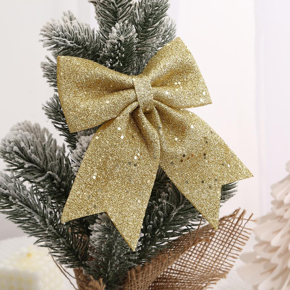 2pcs Christmas Decoration Sparkling Bow Xmas Tree Pendant Ornamenta Home Christmas New Year Party DIY Bows Decorations 12cm