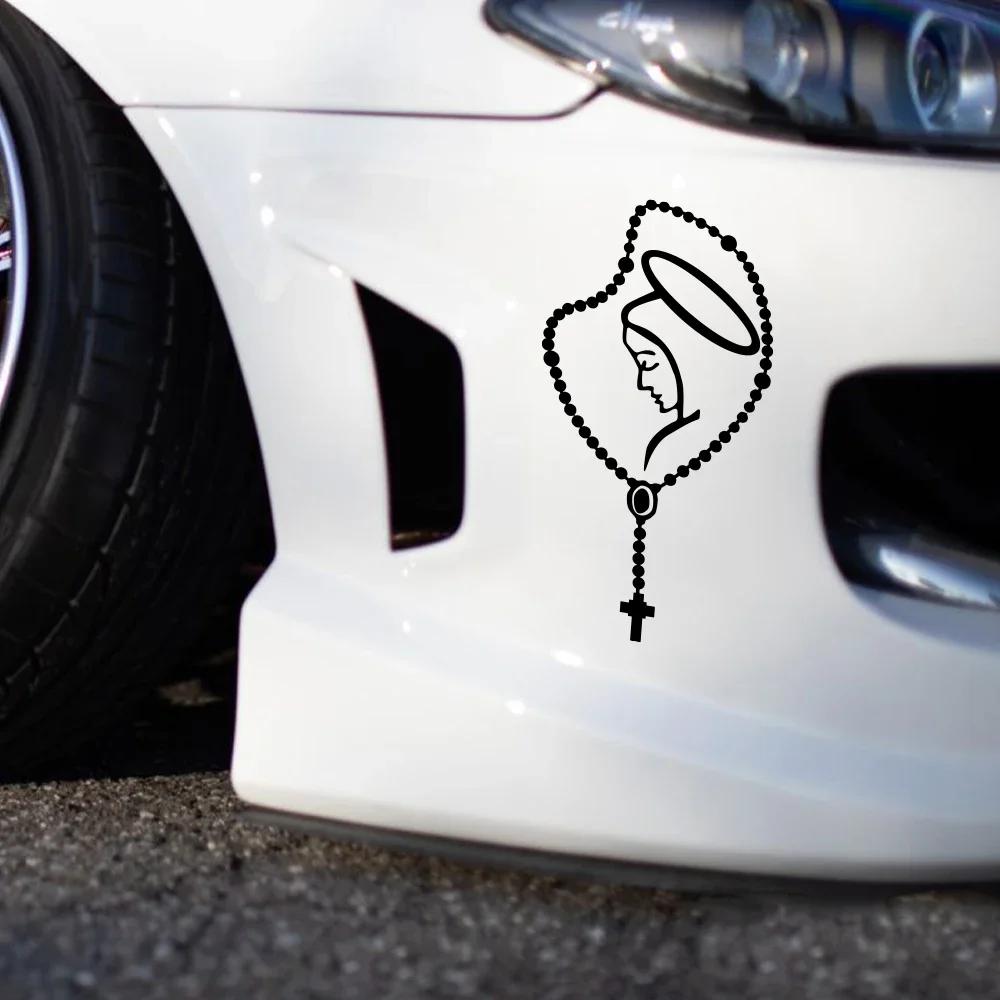 Car Sticker Creative Rosary Virgin Mary Fatima Vinyl Decal Waterproof DIY Body Window Door Car Exterior Decoration Accessories