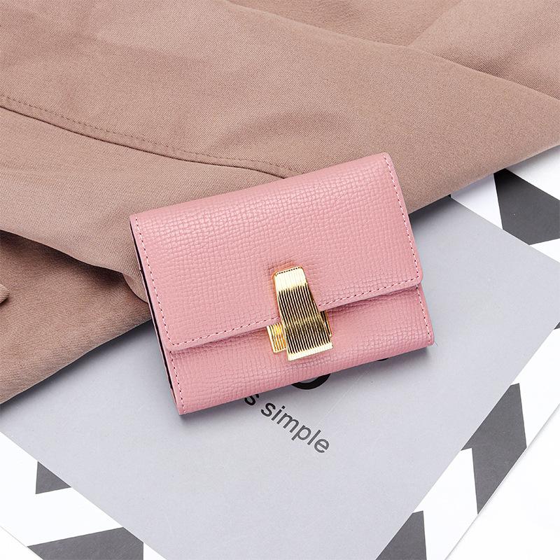 2024 New Lock Card Holder Genuine Leather Women Card Bags Textured First Layer of Cowhide Coin Purse Credit ID Cards Organizer