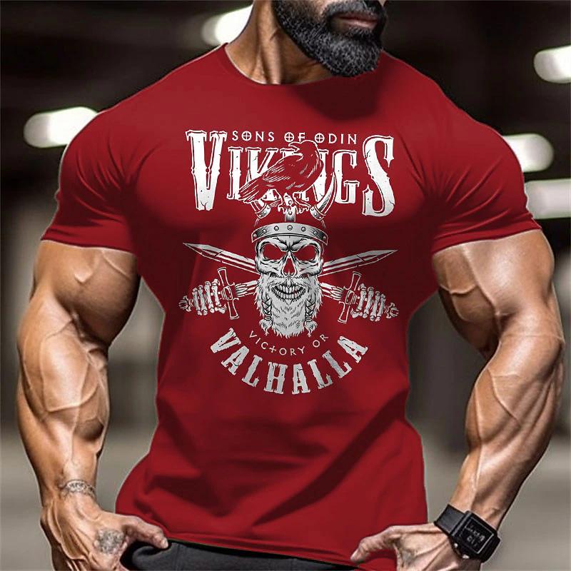 Skull Weapon Printed T-Shirt Men's Retro Large Size T-Shirt Casual Loose Man Streetwear Tops Round Neck Pullover Tees Shirt