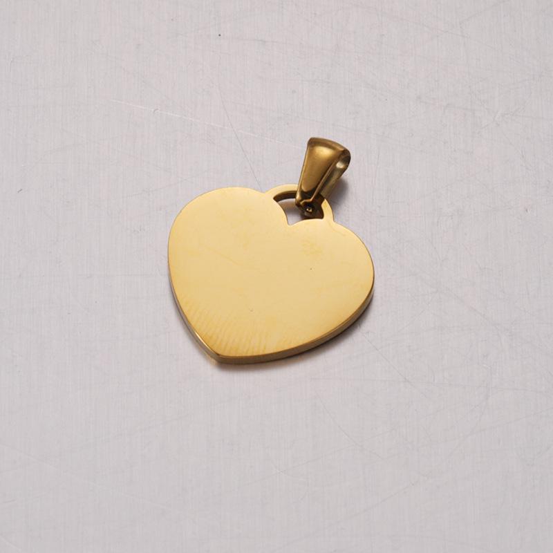 Stainless Steel Heart Pendant: DIY Engravable Peach Heart with Melon Seed Buckle Charm