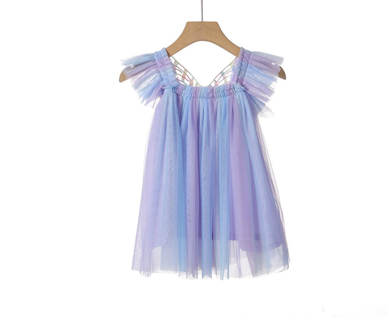 

Летнее радужное платье принцессы для девочек 2025 - Сетчатый подъюбник с пышными рукавами 110cm