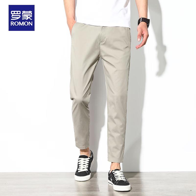ROMON Men's Summer Loose Fit Casual Cropped Pants