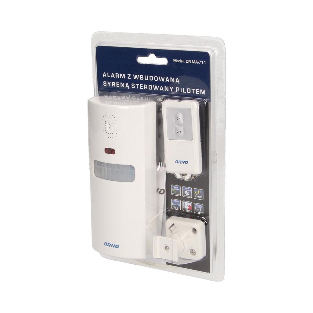 Alarm with built-in siren, remote controlled