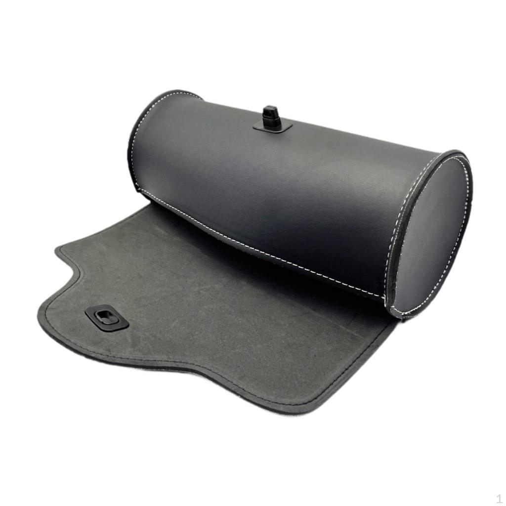 Universal PU Leather Motorcycle Fork Bag Saddlebag , Black with Mounting Straps Motorbike Tool Pouch