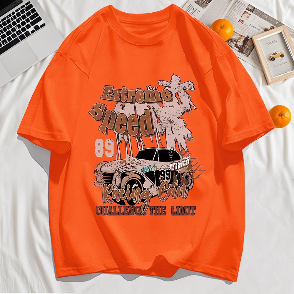 Extreme Speed Racing Car Print Mens T Shirt Casual Tops Fashionable Loose O-Neck T-Shirts Cotton Multicolor Short Sleeve