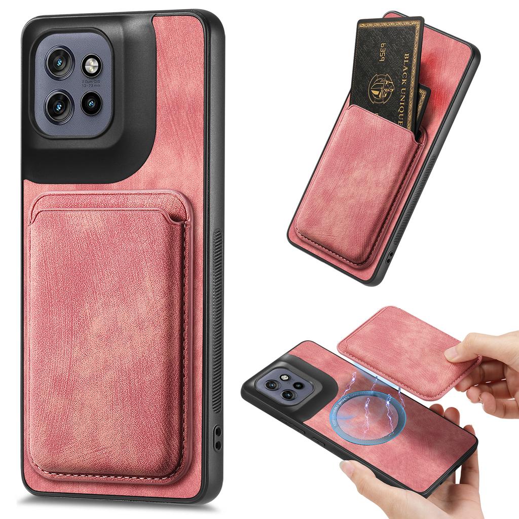 For Motorola Edge 50 Neo 5G Case Compatible with MagSafe Leather Back Cover with Detachable Card Holder