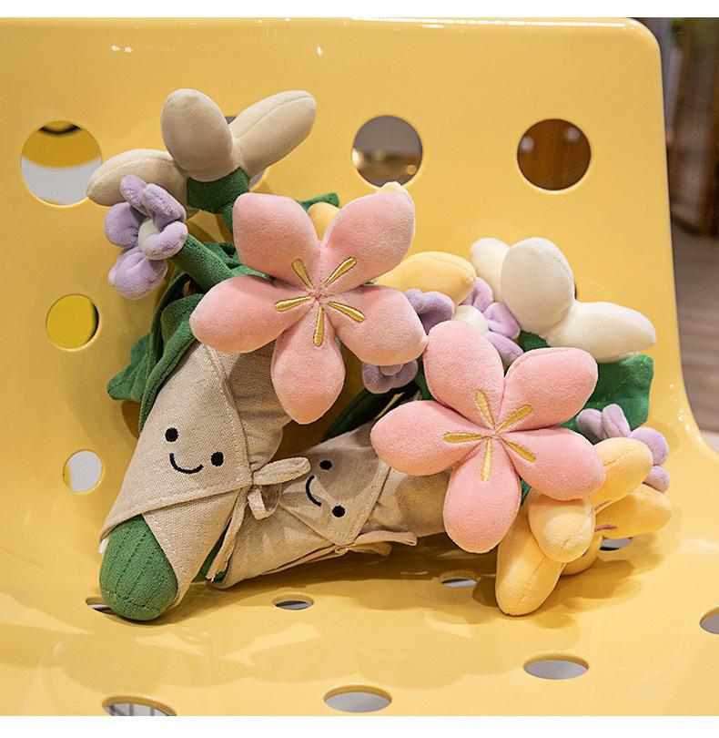 JC Handheld Plush Flower Doll Bouquet for Proposals, Confessions, Weddings, and Parties