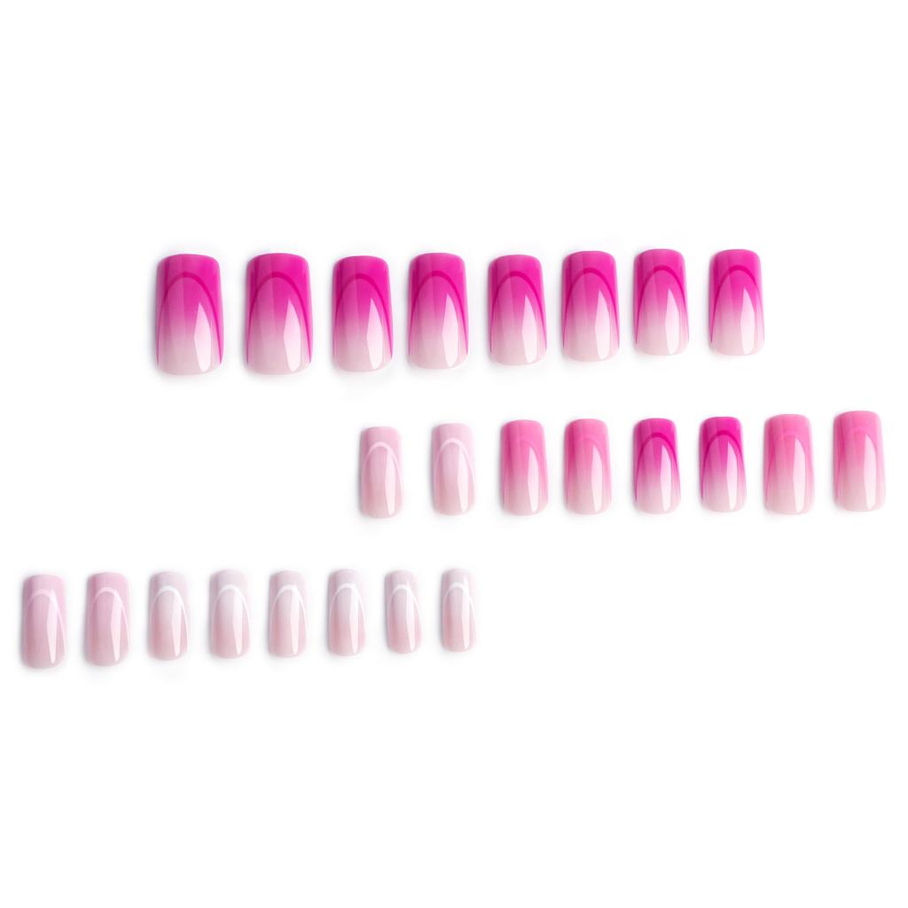 Nail Piece Long Pink Purple Gradual Change Four-color Line Nail Piece Nail Fake Nail Nail Piece