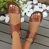Fashion Women Summer Sandals Roman Style Round Buckle Strap Flat Beach Women's Shoes Casual Square Toe Thick Low Heel Sandales Femmes