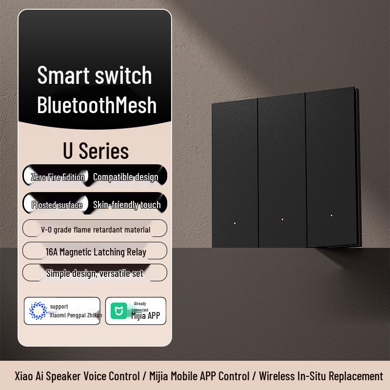 Mijia Smart Switch Control Panel: Ultra-Thin Voice-Controlled Zero Fire Xiaoai Version Grey One Switch
