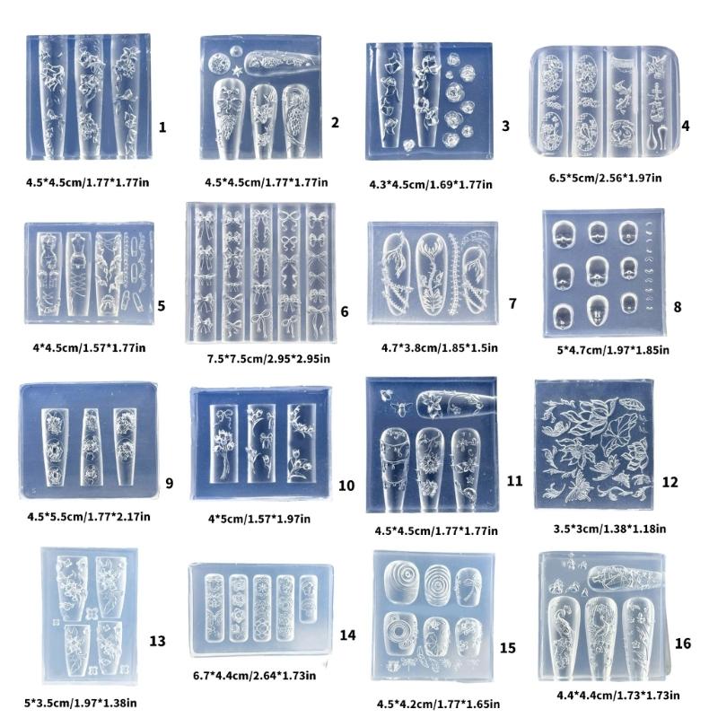 Flexible Silicone Crafting Mould With 3D Embossed Pattern For Nail Art Accessories And Resin Jewelry
