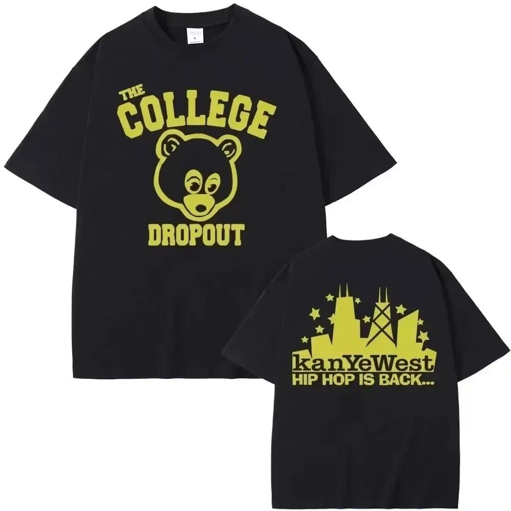 Best Famous Kanye West The College Dropout Tee Men Women Print Cotton T Shirt Short Sleeve Tshirt Summer Oversized T-shirts Tops