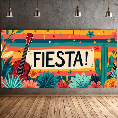 Fiesta Party Banner Lebendiger Mexikanischer Kaktus Floral Festliches Event Kulisse Feier Dekorationen Fotografie Hintergrund Requisiten