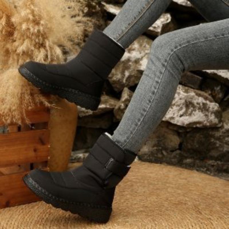 Women's Large Size Soft Sole Winter Warm Anti-slip Fur One Snow Boots Padded Lined Ankle Boots Waterproof Outdoor Sports Mid Calf Cotton Boots