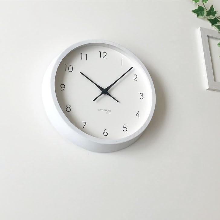 KATOMOKU Muku Clock 7 White km-60WHRC Continuous Second Hand Movement 30.6cm Diameter (Radio-Controlled Clock)