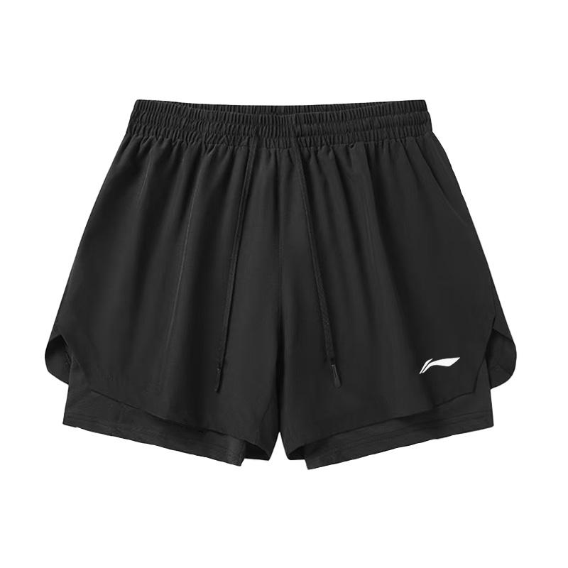 Li Ning Sports Shorts Women s Black Women s Style Thin Mock Two Piece HKLM501-1 2XL