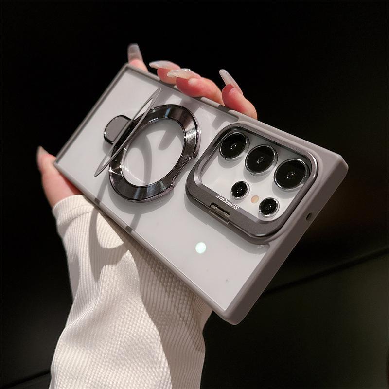 Magnetic Invisible Stand Phone Case for Samsung S24 Ultra, S23 FE, S22 Plus - Transparent Cover
