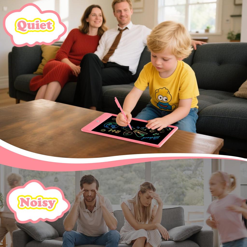 EooCoo Tablă de Desen Reutilizabilă cu Scriere LCD, o Tabletă Colorată pentru Desen Doodle și Joc, un Cadou de Coș de Paște 2025 pentru Vârste și Jucărie Educativă pentru