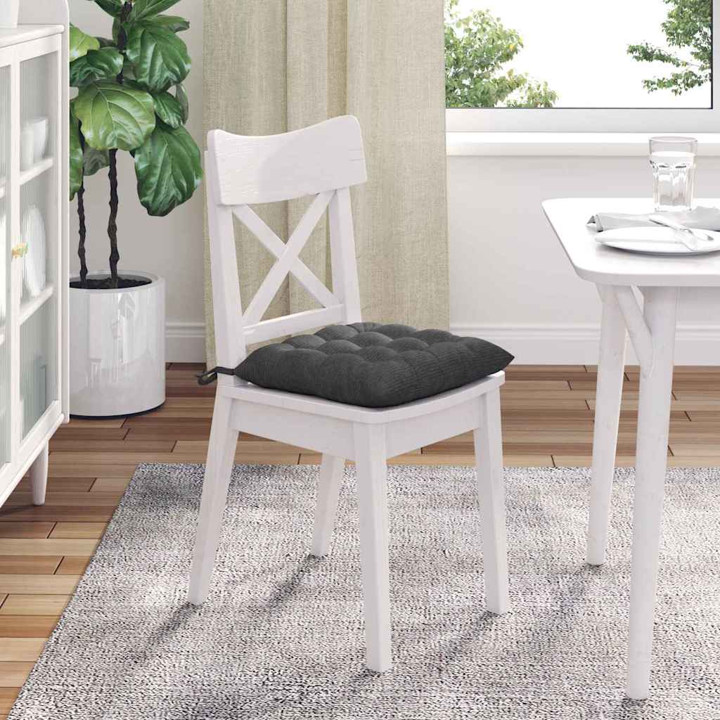 Seat Cushions 4 Pcs Dark Grey 40 X 40 X 6 Cm Cord Fabric