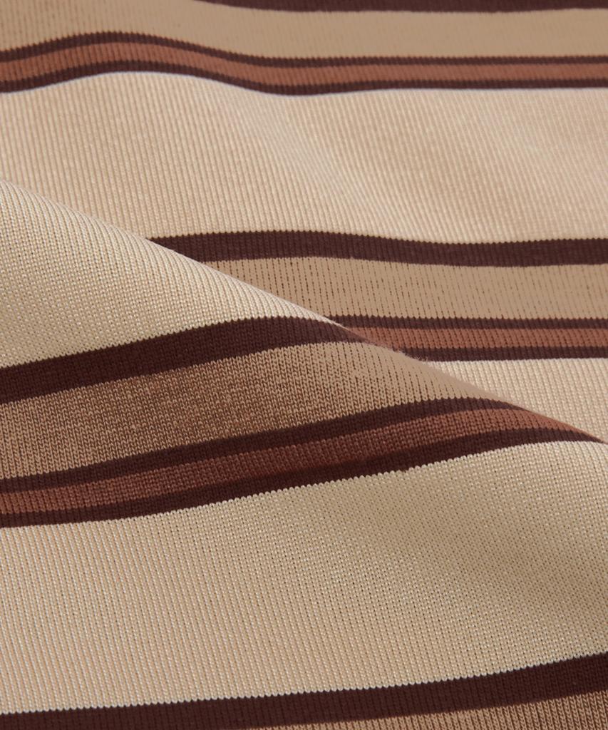 TRILLION Striped Rugby Oversized Pique Polo Shirt [Beige]