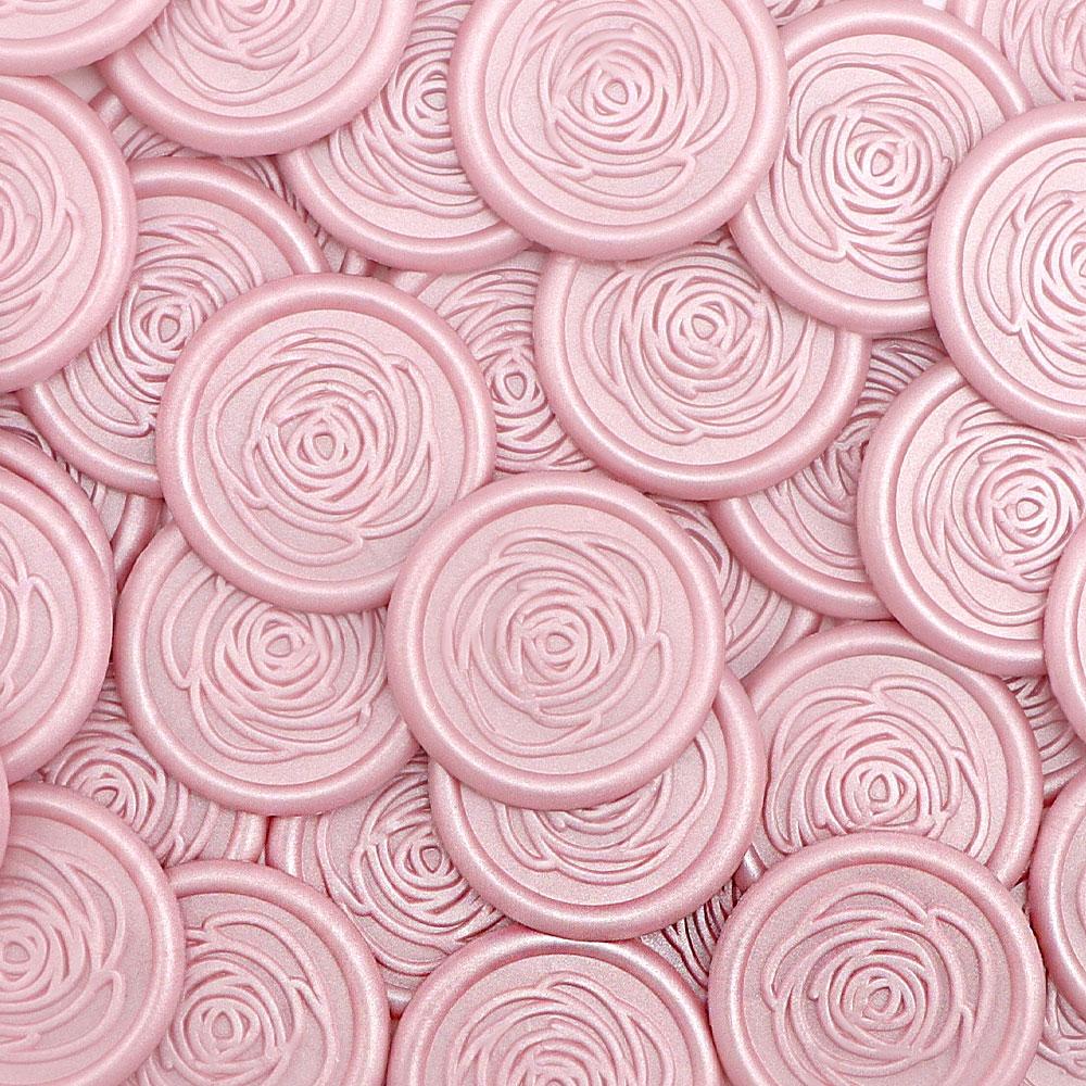 25pcs Peony Wax Seal Stickers - Pink Wedding Invitation Envelope Botanical Seal Stickers, Self- Adhesive Antique Gold Stickers,