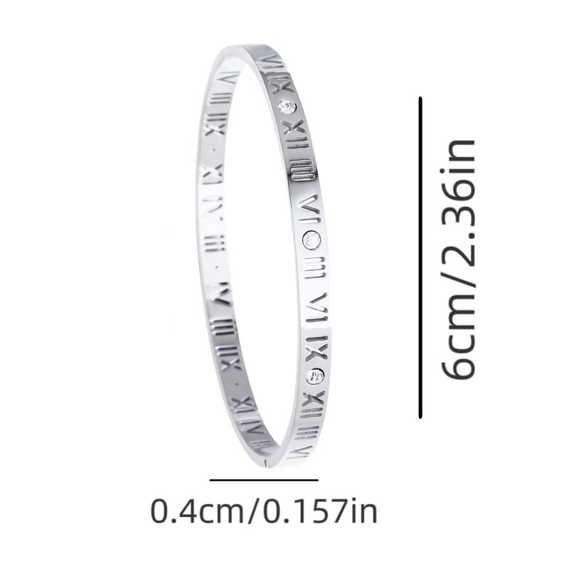 Luxury Women's Stainless Steel 18K Gold Plated Bracelet Waterproof Design with Roman Numeral Inlaid Zirconia for Gift