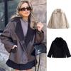 Autumn and Winter Women's Commuting Loose Wool One-piece Suede Plus Velvet Warm Lapel Long-sleeved Jacket