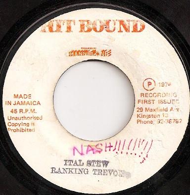 

7inch Record RANKING TREVOR Ital Stew NONE Hit Bound Jamaica Reggae Ska Dub Used