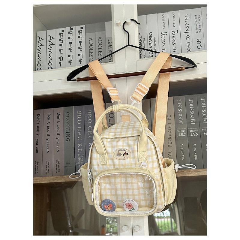 The New Schoolbag Is High-value, Fresh and Sweet Plaid, Lazy and Transparent, and a Girl's Mini Backpack.