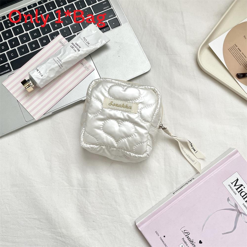 Pu Heart Shape Womens Hygiene Pad Case With Portable Makeup Storage For Travel