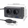 Truck Inverter DC 12V To AC 220V 2+4 EU Power Socket USB Chargers With Switch Voltmeter Cigar Lighter Adapter Car Inverter 200W