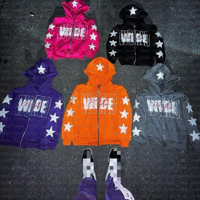 European and American Winter Personalized Street Hip Hop Style Loose and Comfortable Multi Color Warm Zipper Hoodie