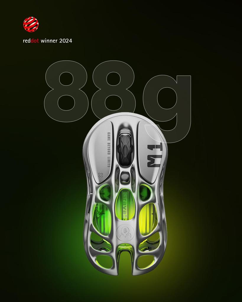 GravaStar Mercury M1 Pro Gaming 4K Polling 26000 Low High 200 Hours of Continuous RGB Lightweight Magnesium Professional Gaming Gray Dot Design Award