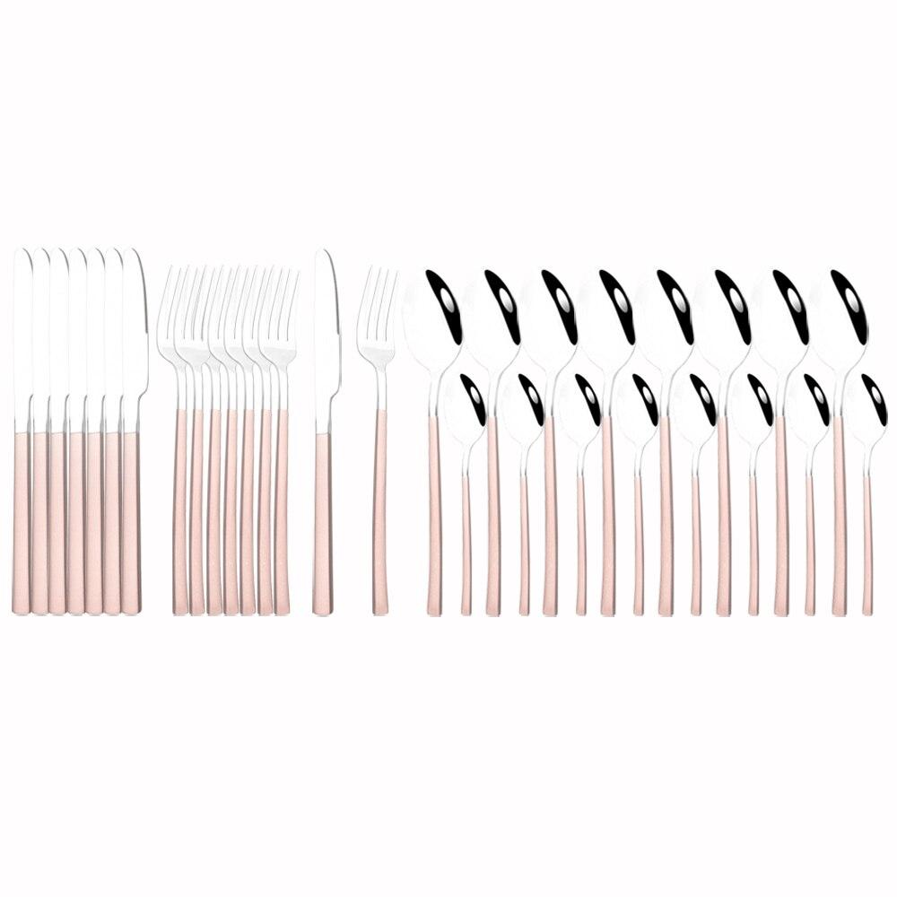 32Pcs Black Gold Cutlery Set Knife Forks Coffee Spoons Dinnerware Set Stainless Steel Tableware Western Kitchen Silverware Set